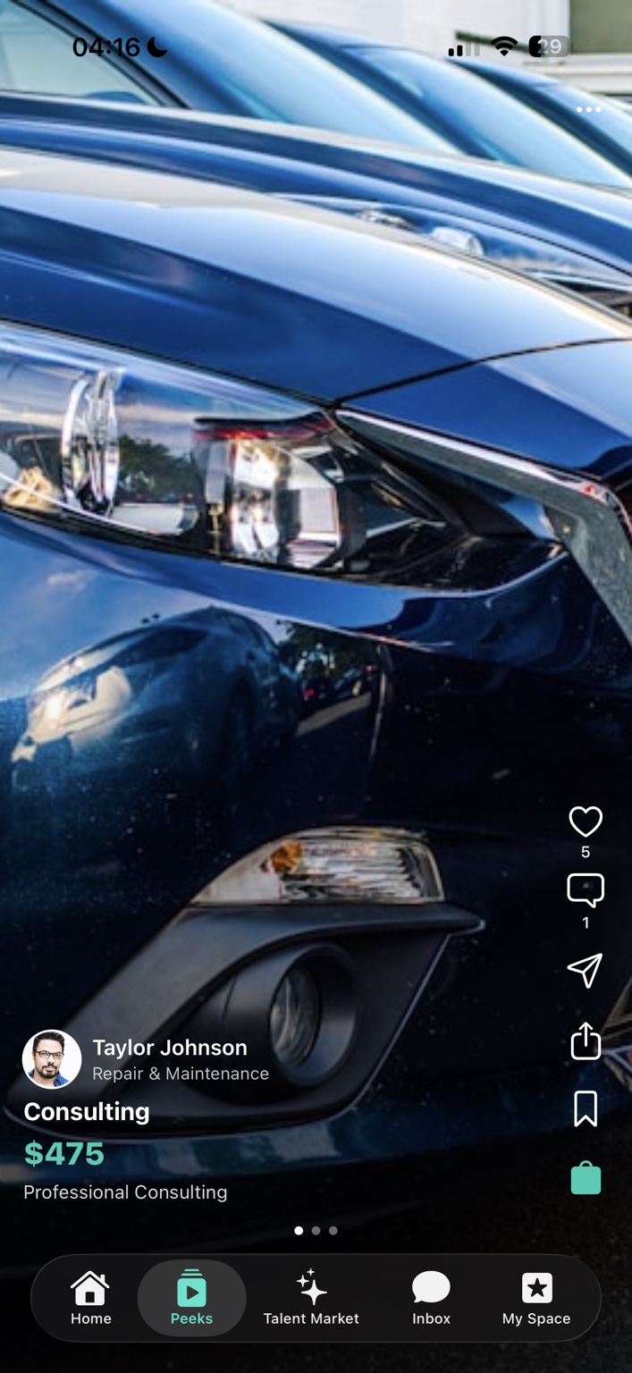 Talor peeks feed screen